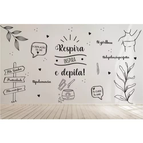 Papel de parede Adesivo Parede Boho Sala Depilação Estética Cera Beleza D93