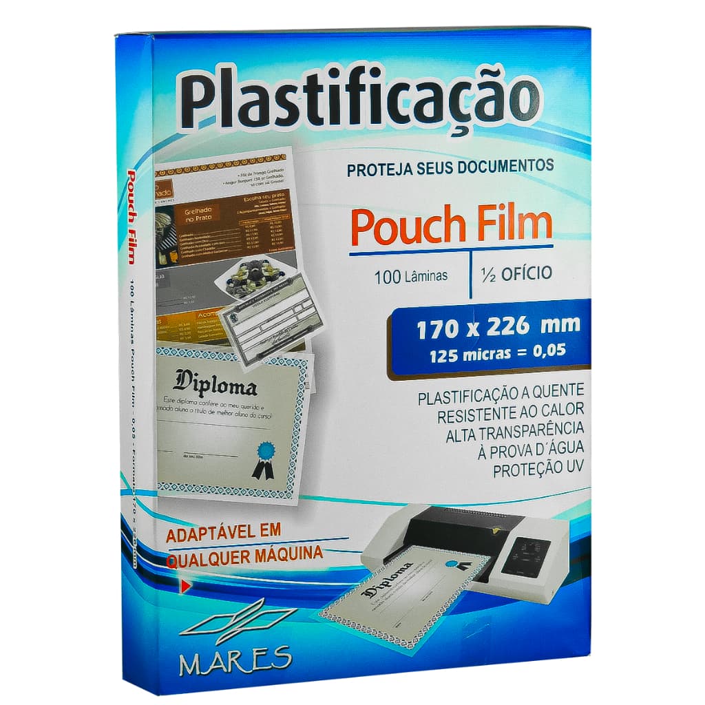 100 Folhas - Polaseal Plástico Para Plastificação Pouch Film Meio Ofício 170x226 0,05