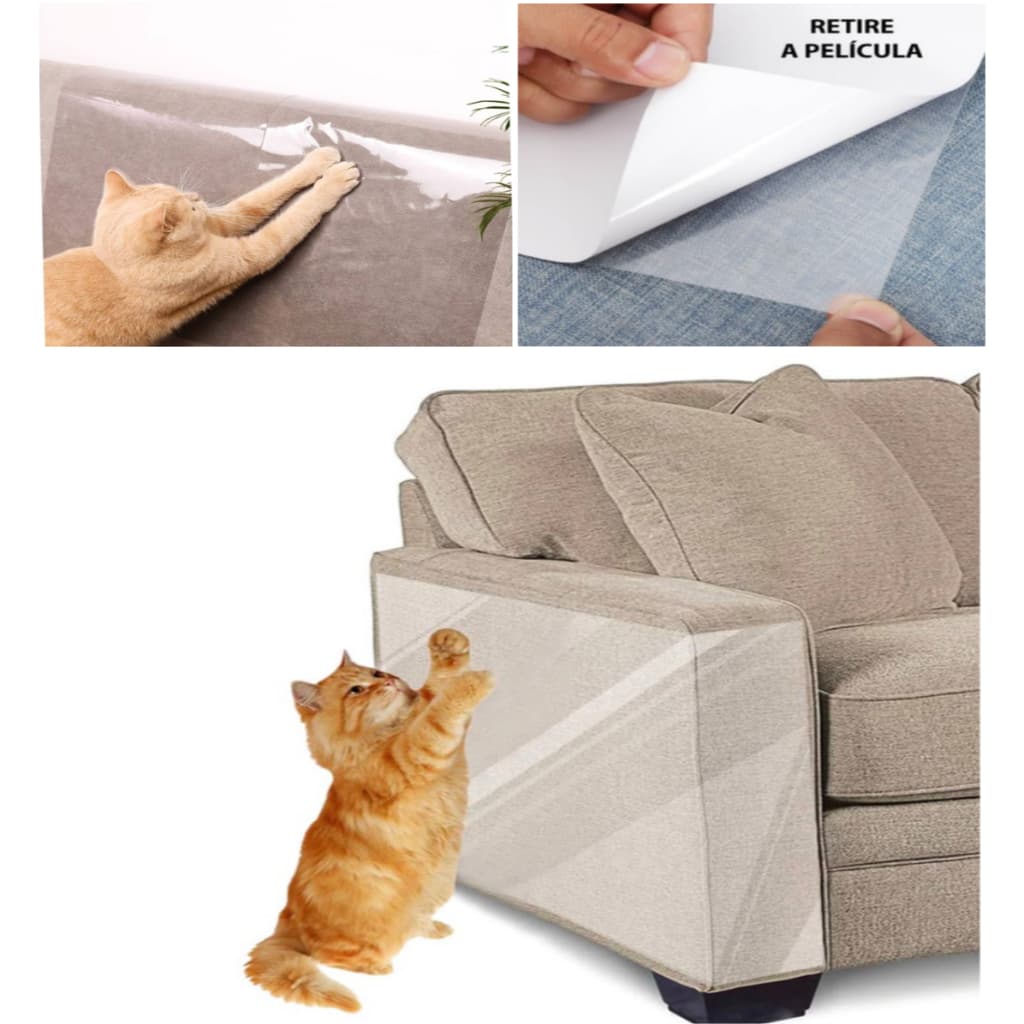Arranhador de Sofá para Gatos arranhão para Móveis de Gato Transparente discreto Pelicula Protetora Sofá Mesa Cadeira cama box auto colante