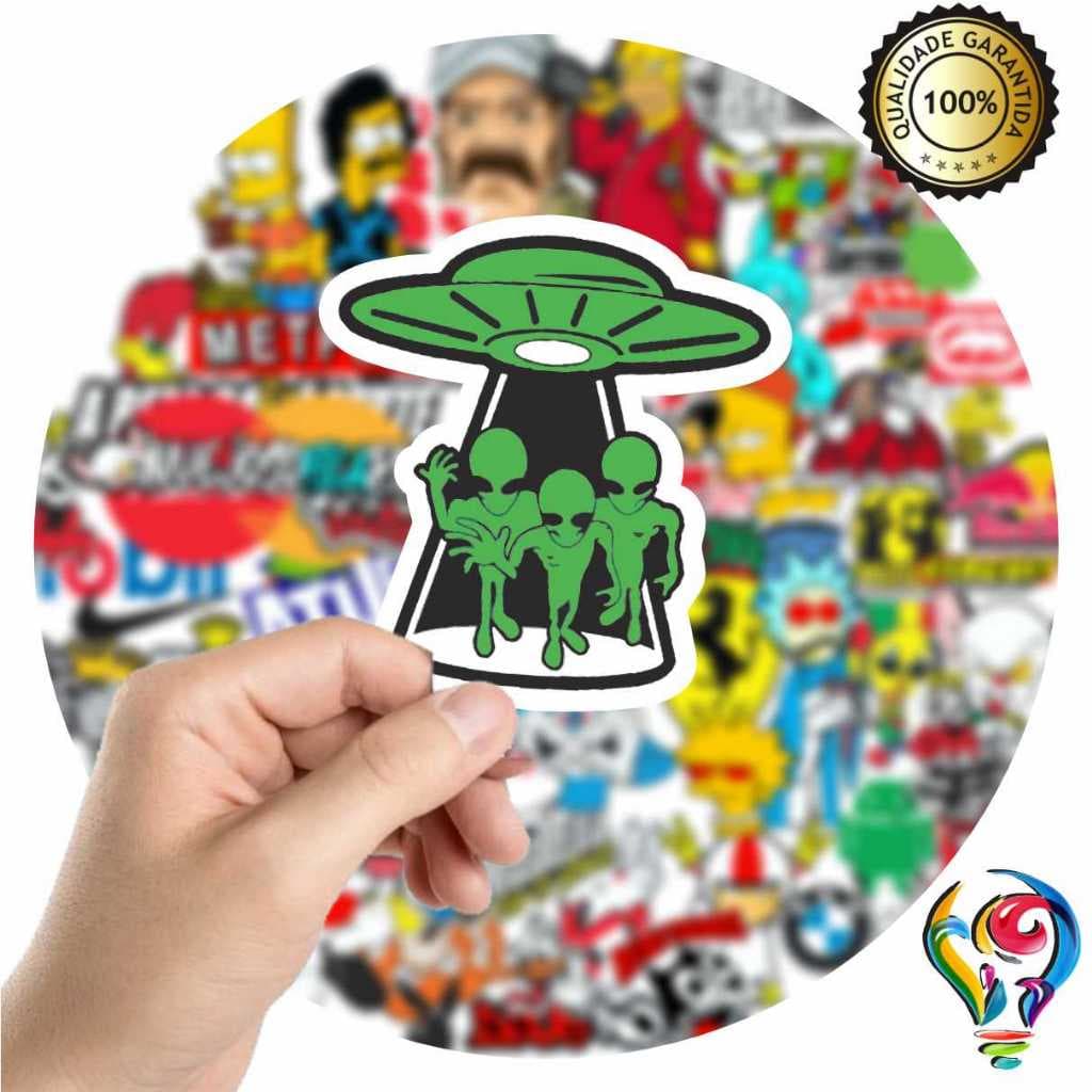 Adesivo Alienígena Ufo Sticker Para Bike Skate Moto Capacete Carro Caminhão notbook