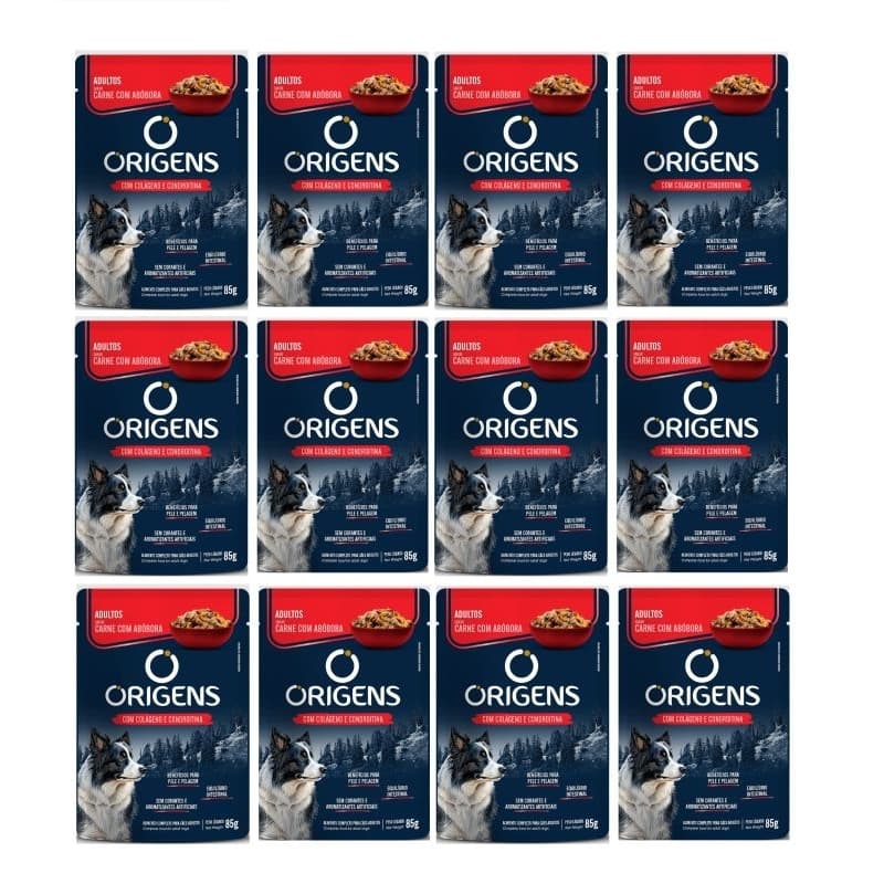 Sache Origens Premium Especial Cães Adultos Carne Com Abóbora  85g - kit 12 Unidades