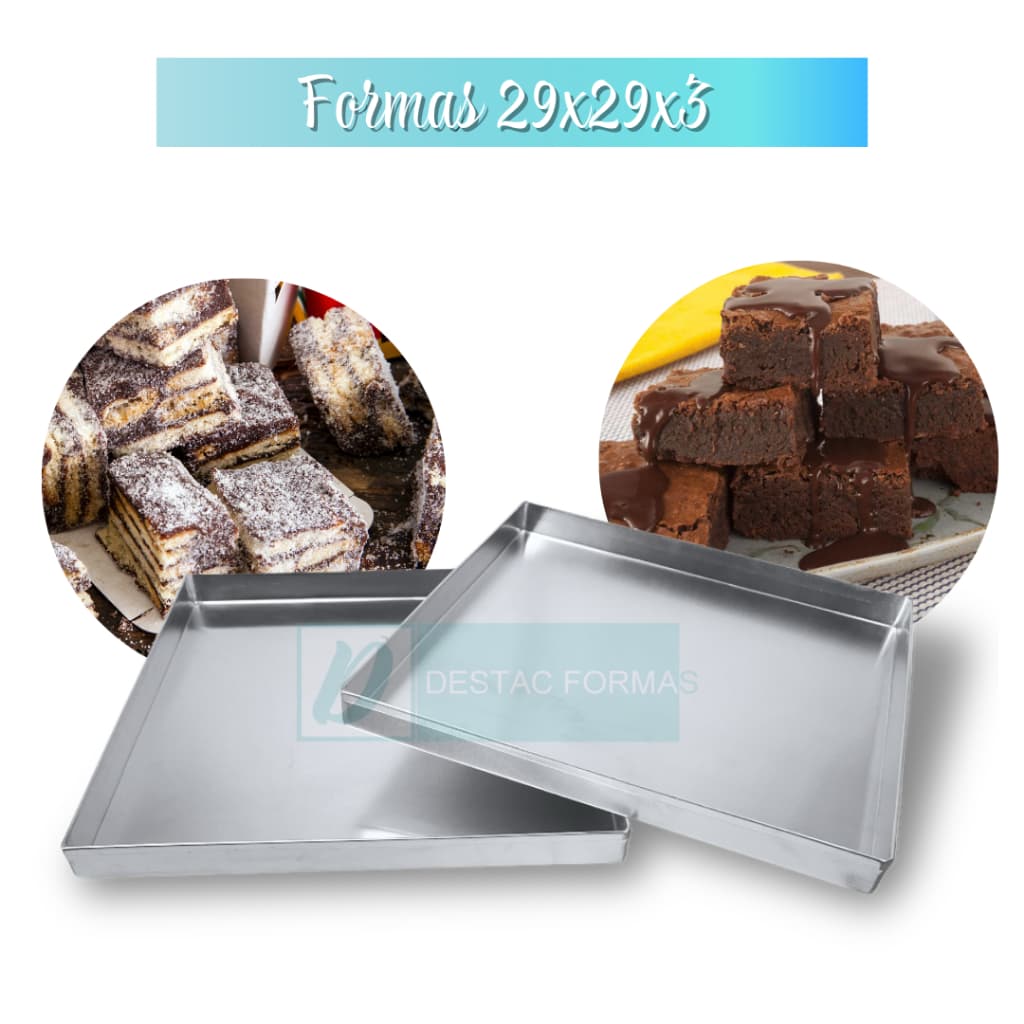 Kit 2 Formas Quadradas 29x29x3 Alumínio Assadeira Brownie Palha Italiana