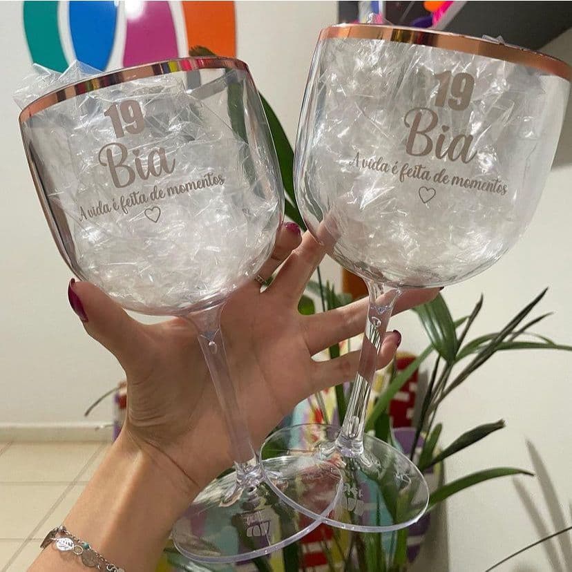 Kit 20 Taças De Gin Personalizadas 580ml C/ Borda Metalizada
