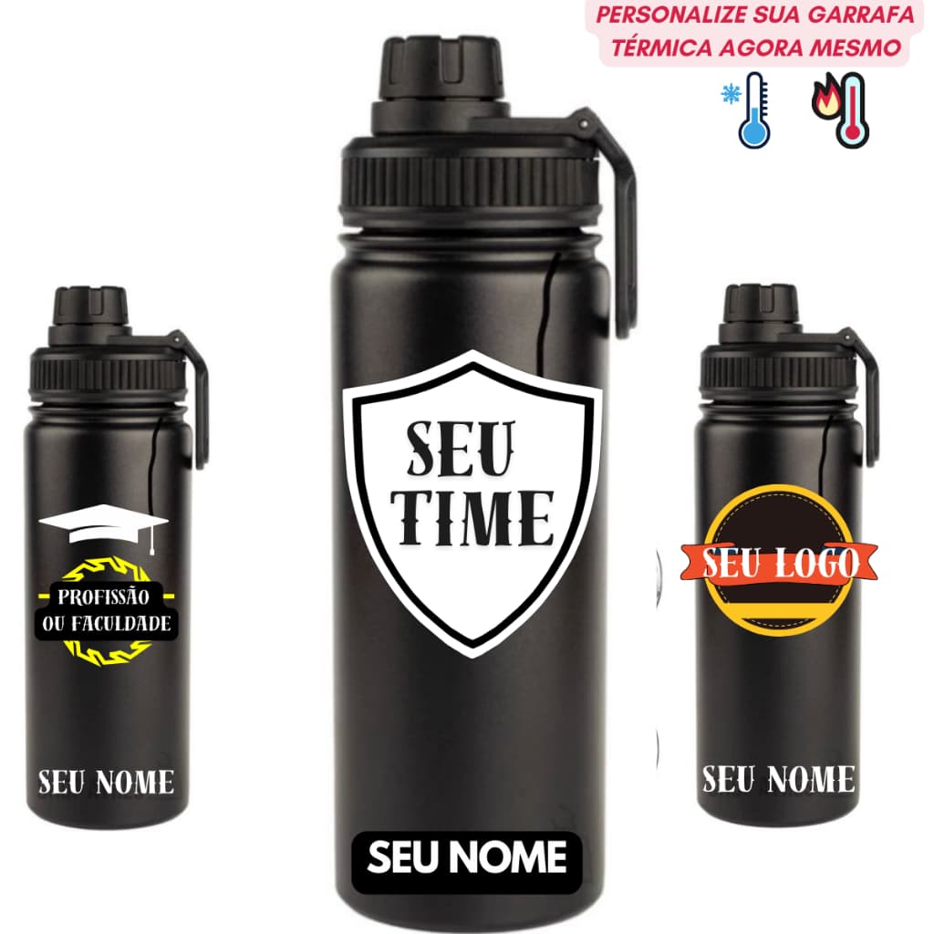 Garrafa Termica 500 ML Com Bico Aço Inox Premium Personalizada á Laser