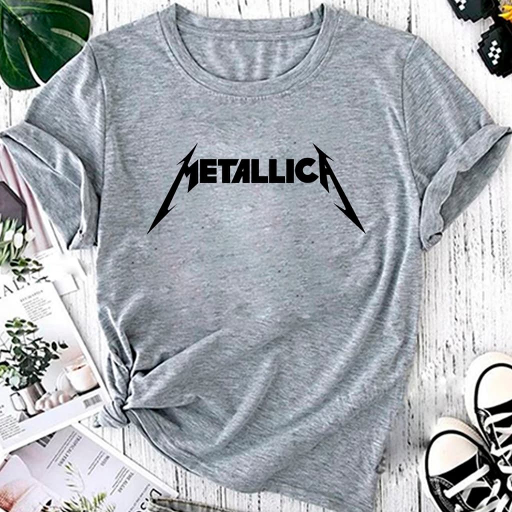 T-shirt Blusa Linda Metalica Rock Camiseta Feminina Camisa