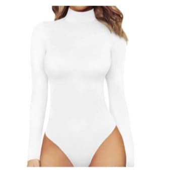 Body Feminino Manga Longa Gola Alta Inverno Em Tecido Suplex