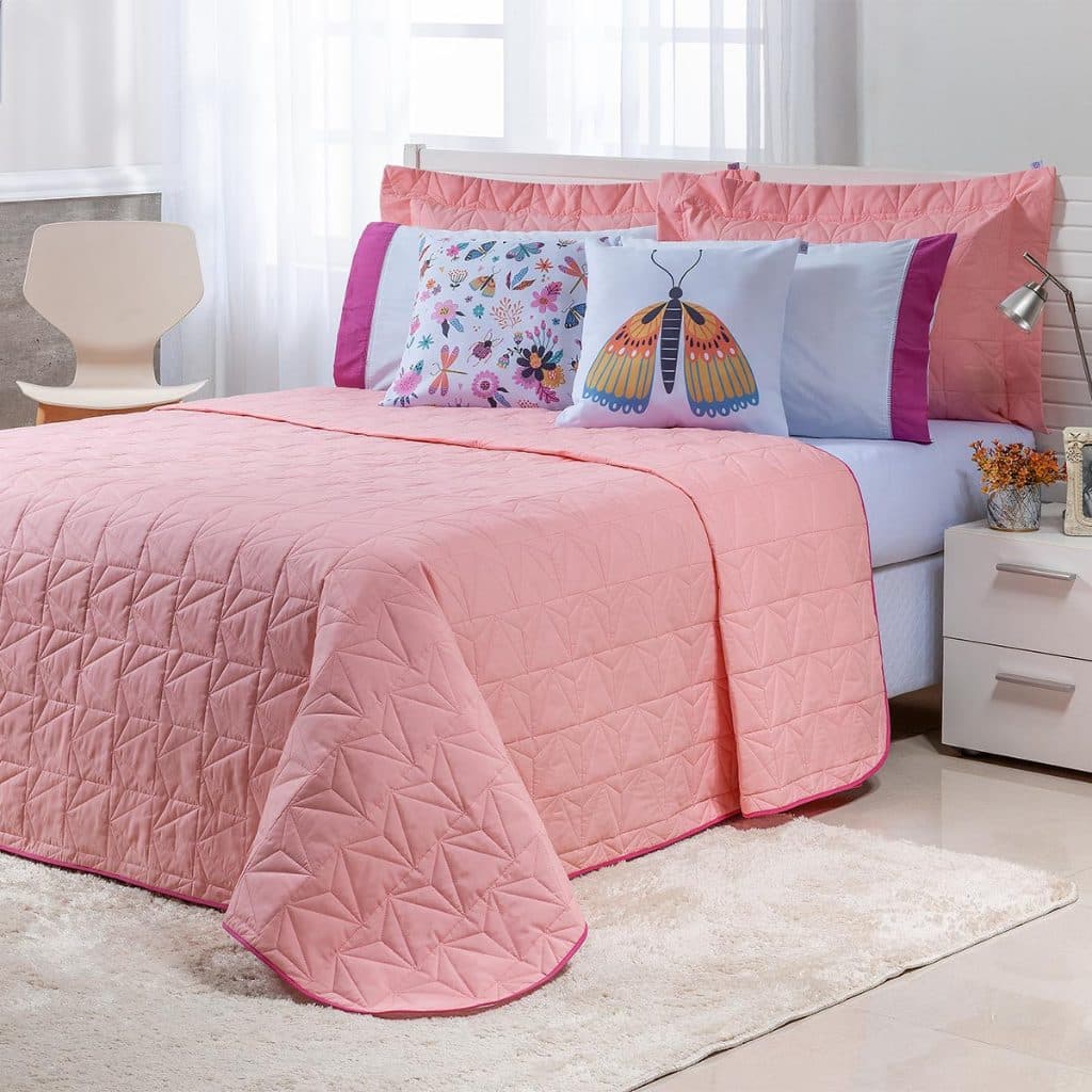 Kit Colcha Cobre Leito Matelado Casal Queen 7 Peças Atitude 2,60mx2,50m