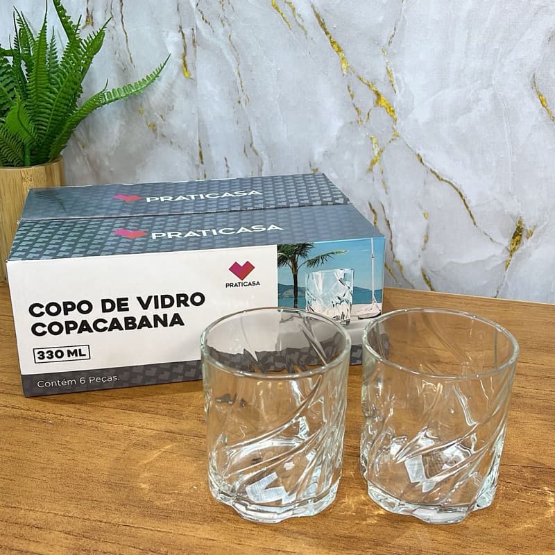 Jogo de Copos Vidro Leblon 330ml Água Suco Drinks