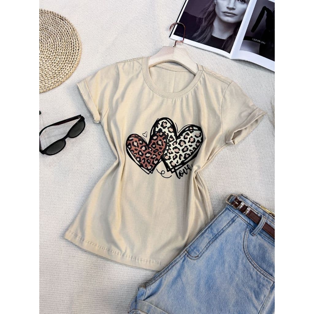 Camiseta feminina com estampa de leopardo 00037