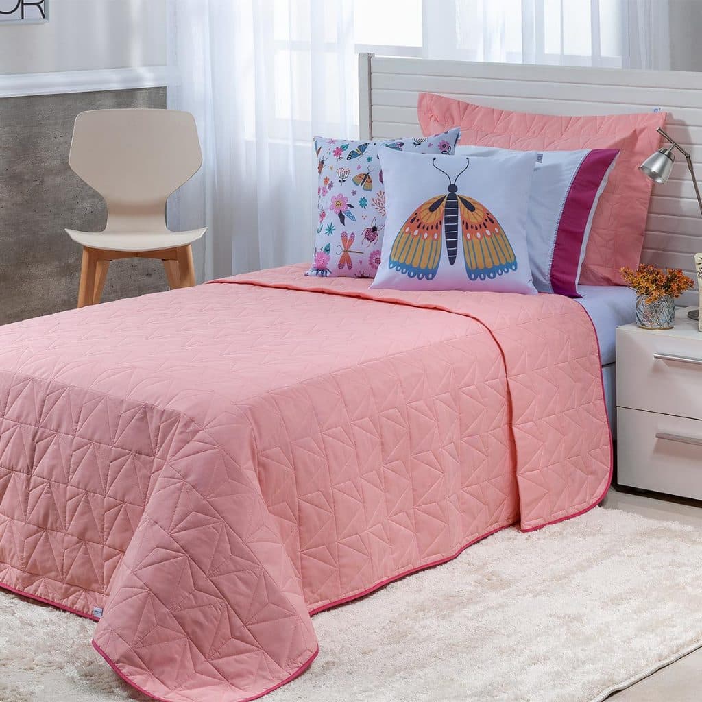 Kit Colcha Cobre Leito Solteiro 5 Peças Atitude 2,40mx1,80m