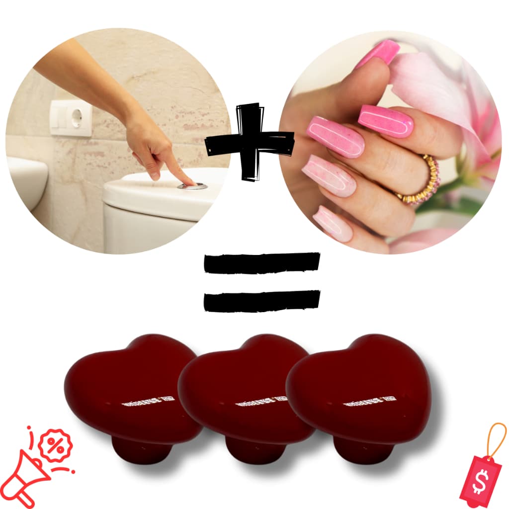 Kit 03 Botões Botão Descarga Caixa Acoplada Vaso Sanitário Pressão Tampa Porta Coração Autocolante