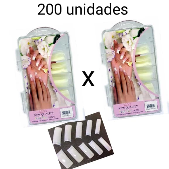 2 Caixas Tips SORRISO 200 unidades Alongamento Acrigel Gel Manicure Postiça