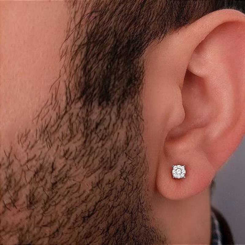 brinco masculino redondo zircônia prata  2mm 4mm 6mm