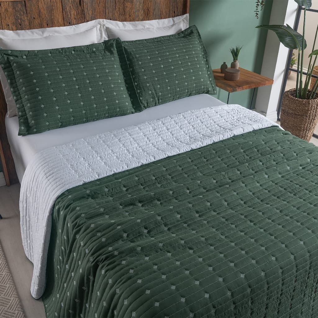 Kit Cobre Leito Casal Padrão 3 Peças Decor Bordado Sofisticado 200 Fios Toque Macio  -Varias Cores