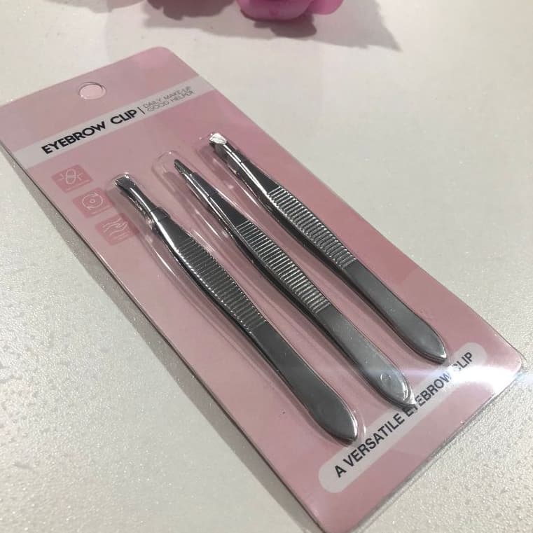 Kit 3 Pinça Profissional Em Aço Inoxidável Para Sobrancelha / Remoção De Pelos / Sobrancelha