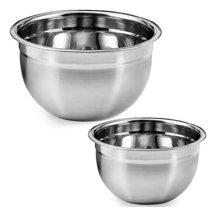 Tigela Bowl Aço Inox 22 e 18 cm Fundo Multiuso Profissional Cozinha Completa Chef Gourmet