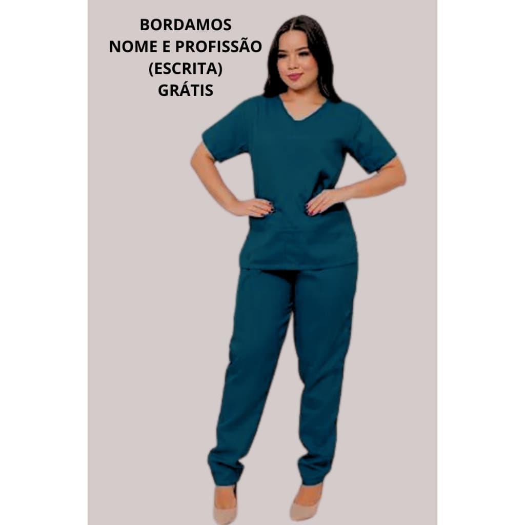 SCRUB FEMININO PIJAMA CIRURGICO FEMININO UNIFORME PARA ENFERMEIRA COR PETRÓLEO