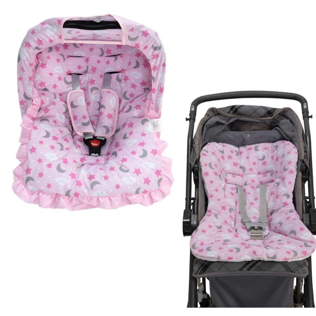 Combo Capa de Bebê Conforto + Capa de Carrinho 100% Algodão Qualidade e Conforto