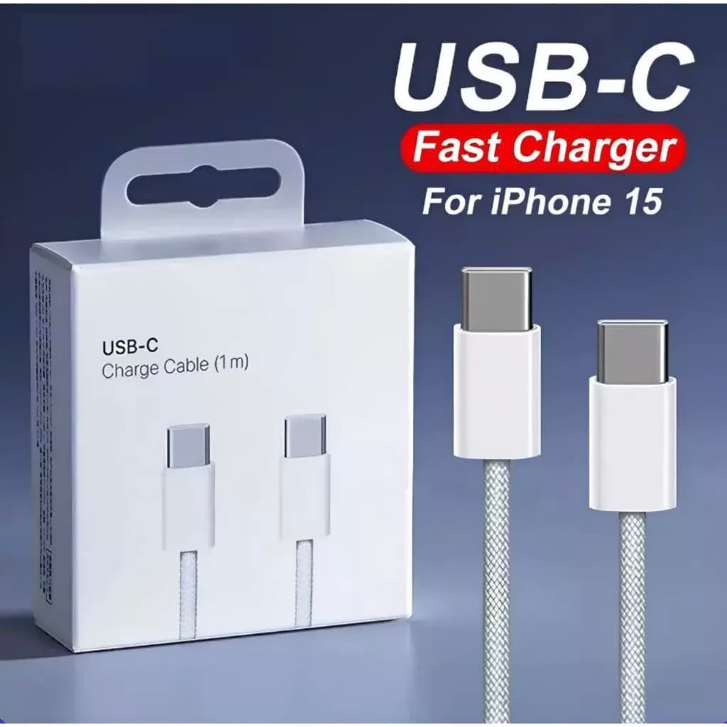Cabo de dados para iPhone 15 USB-C cabo trançado de ponta dupla tipo c cabo de carregamento rápido PD para celular C-C