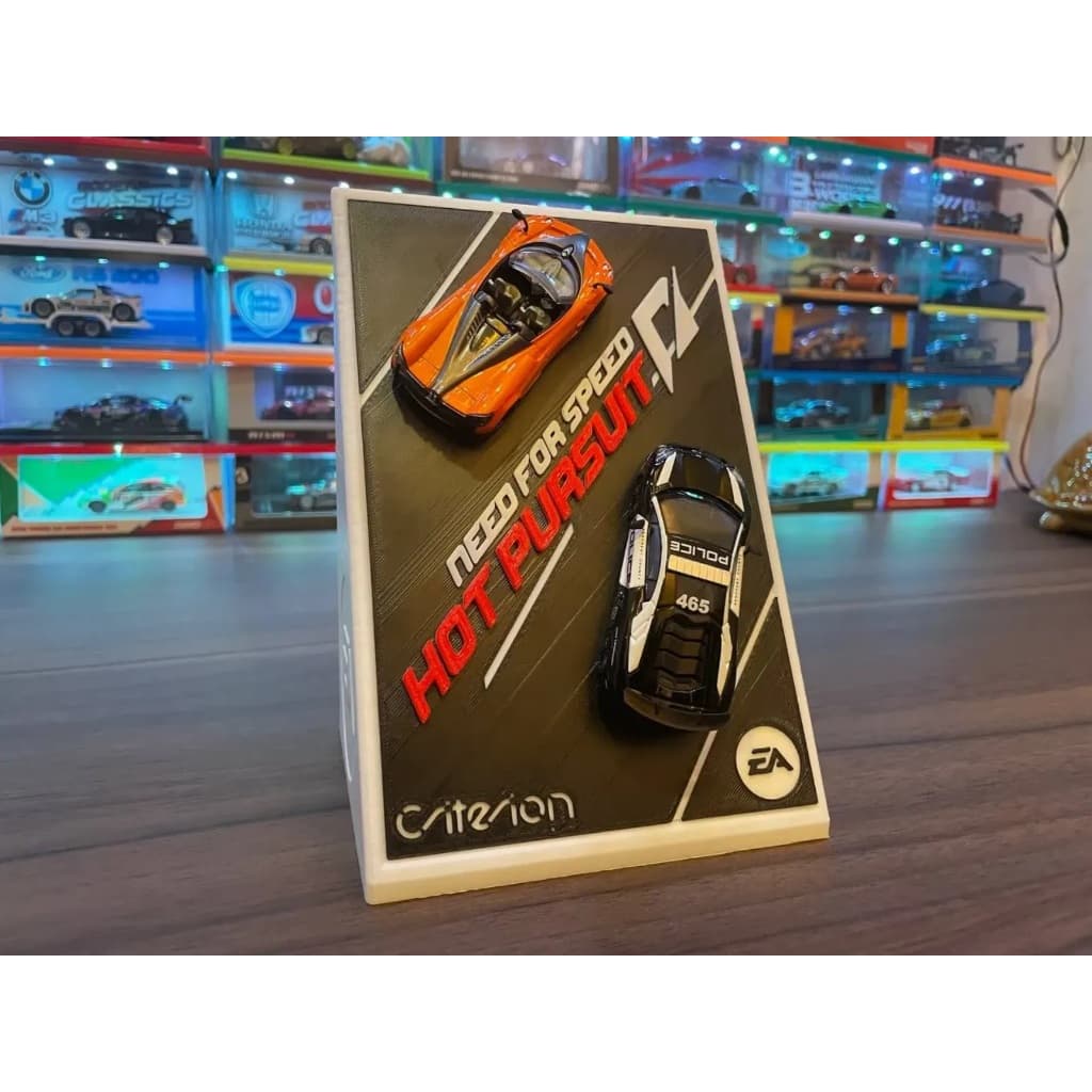 Nicho expositor estante para 2 carrinho em miniaturas Hot Wheels / HotWheels - Dual 1/64 Need for Speed Hot Pursuit
