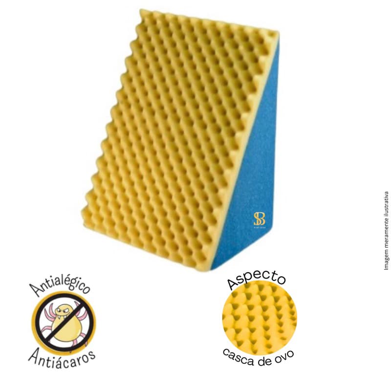 Travesseiro Encosto ortopedico Casca De Ovo Triangular Descanso e Repouso e Leitura - COM CAPA - MARCA LUCKSPUMA