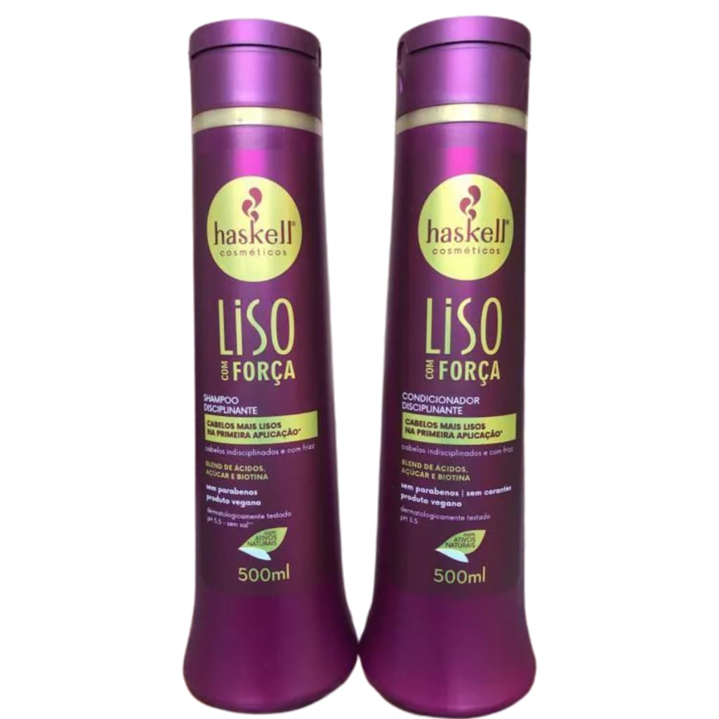 Kit Haskell Liso com Força 500ml Tratamento Capilar para Salão de Beleza Casa Higiene Pessoal Mulher Feminino Fios
