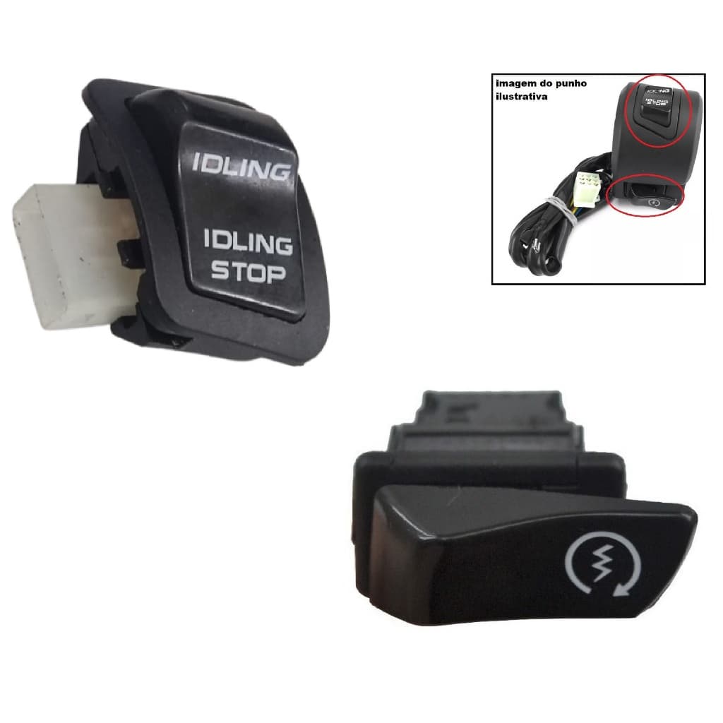 Conjunto 2 Interruptores Para Punho Chave Partida Lado Direito Botão Marcha Lenta e Botão Partida Honda Pcx 150 modelo 2013 2014 e 2015