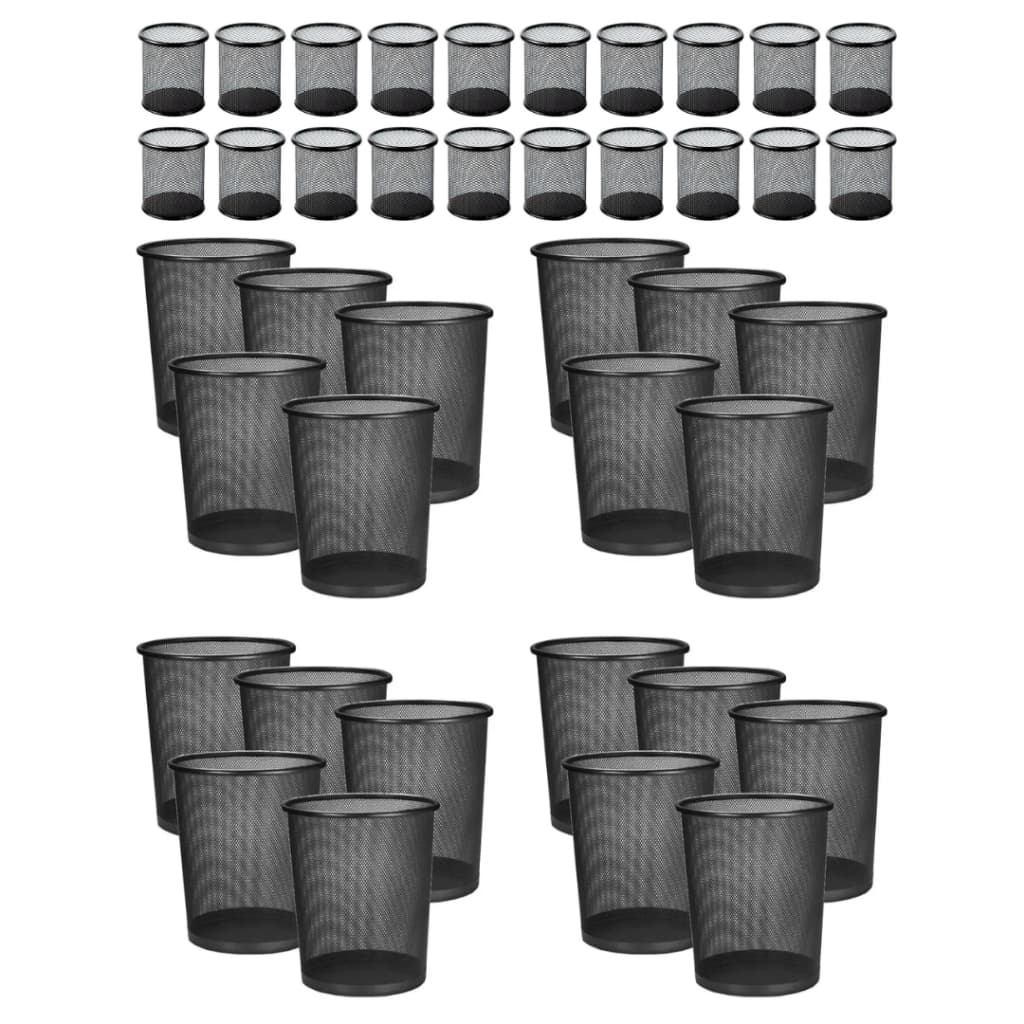 Kit 20 Organizador Porta Caneta + 20 Lixeira de Metal