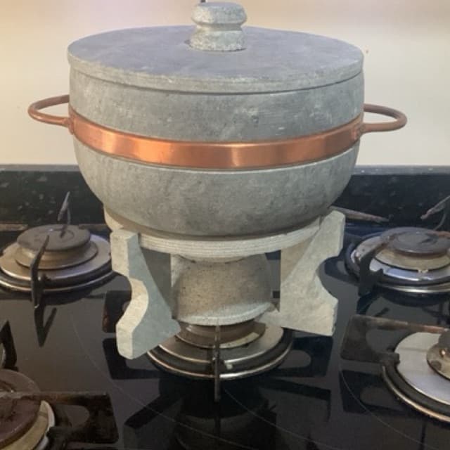 Kit Foundue de Pedra Sabão Panela mais Fogareiro Cozinha Rústica