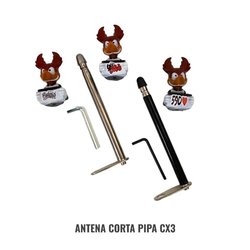 ANTENA METALICA CORTA PIPA RETRATIL P/MOTO+ EMOJI P/ ANTENA