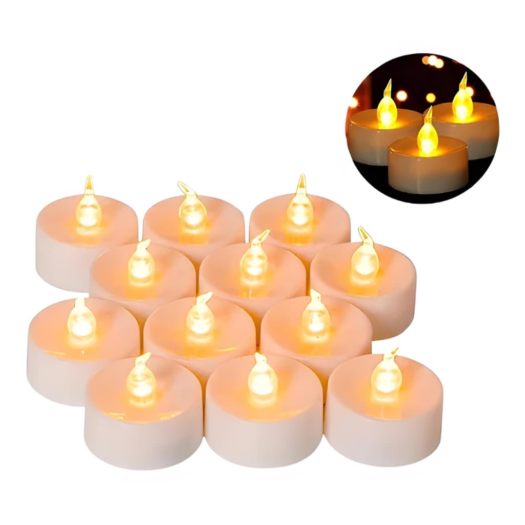 Kit Velas Led Eletrônica Artificial Amarela Decorativa Festa Casamento Decoração Baterias inclusas