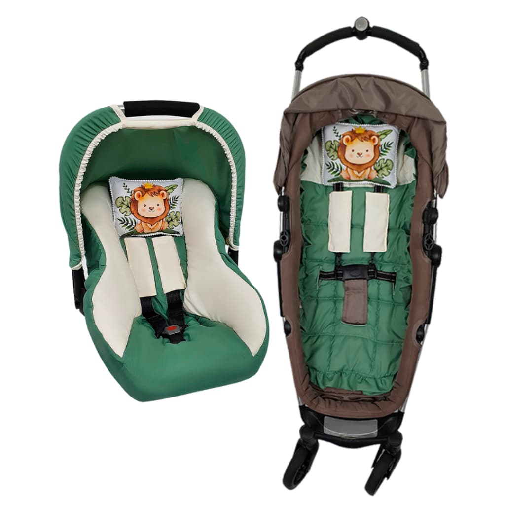 Kit Capas: Bebe Conforto Com Protetores e Capota + Capa de Carrinho + 2 Almofadinhas Decorativas