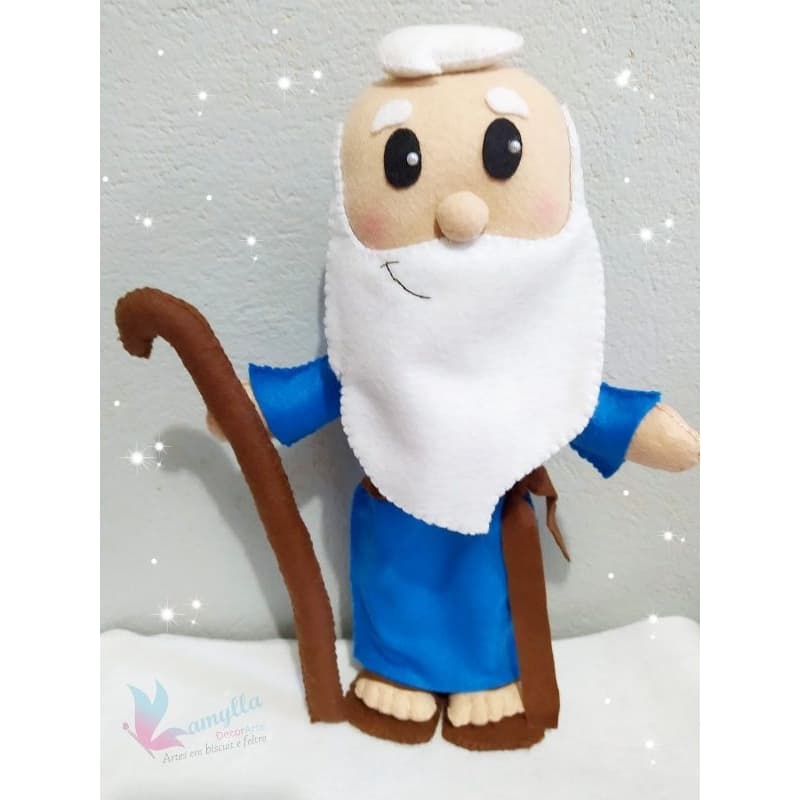 Noé em feltro - personagem bíblico em feltro para decoração de festa/mesa do bolo/batizado/arca de noé