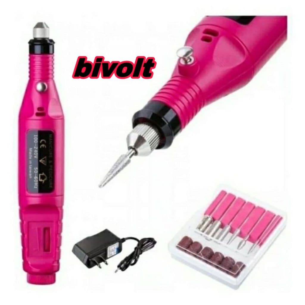 Lixadeira Motor Caneta Bivolts de Unha Profissional Lixa Elétrica Motor Bivolt Manicure e Pedicure