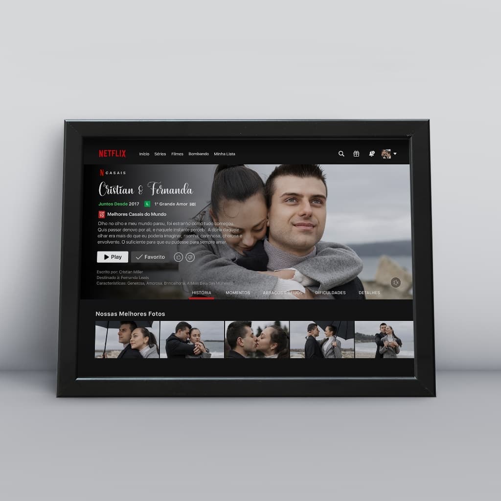 Quadro A4 Personalizado Netflix Para Casal Namorado Presente