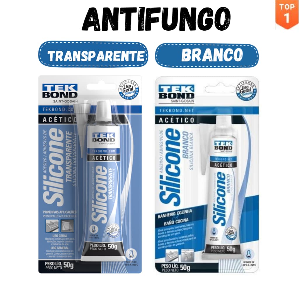 Cola Silicone Acético Uso Geral Tek Bond 50g para box, pia, louças sanitárias e janelas