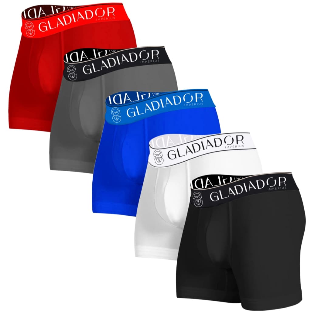 Kit 5 Cuecas Boxer Gladiador Cueca Box Adulto Microfibra Premium