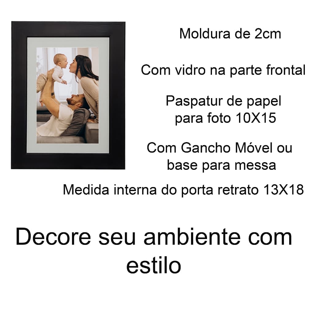 Kit com 02 Porta Retrato 13X18 com paspatur para foto 10X15