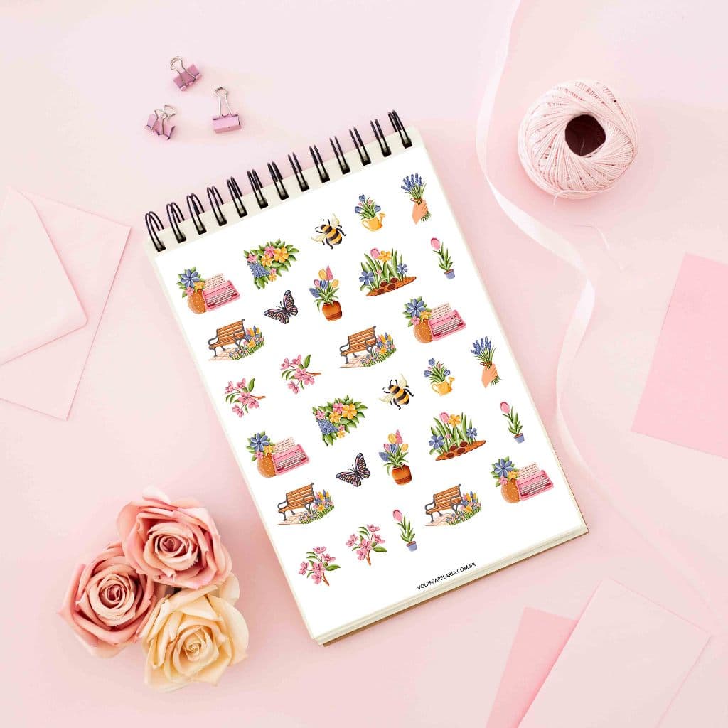 Cartelas de adesivos( 10 opçoes) flores, jardim,decoração adesivos fofos/planner, bujo