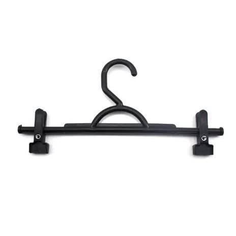 Kit 200 Cabides Plástico Saia Calça - Preto + 400 Presilhas