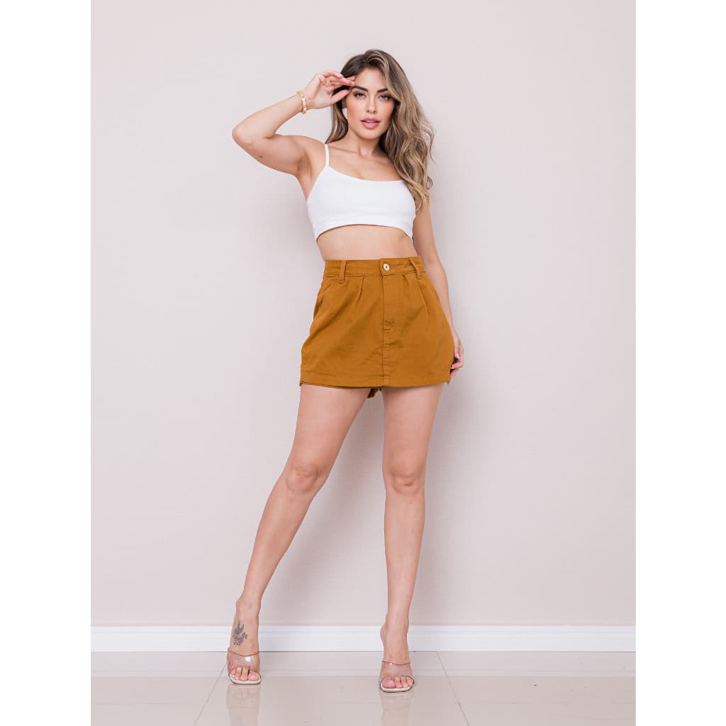 Shorts Saia Jeans Feminino Cintura Alta 13