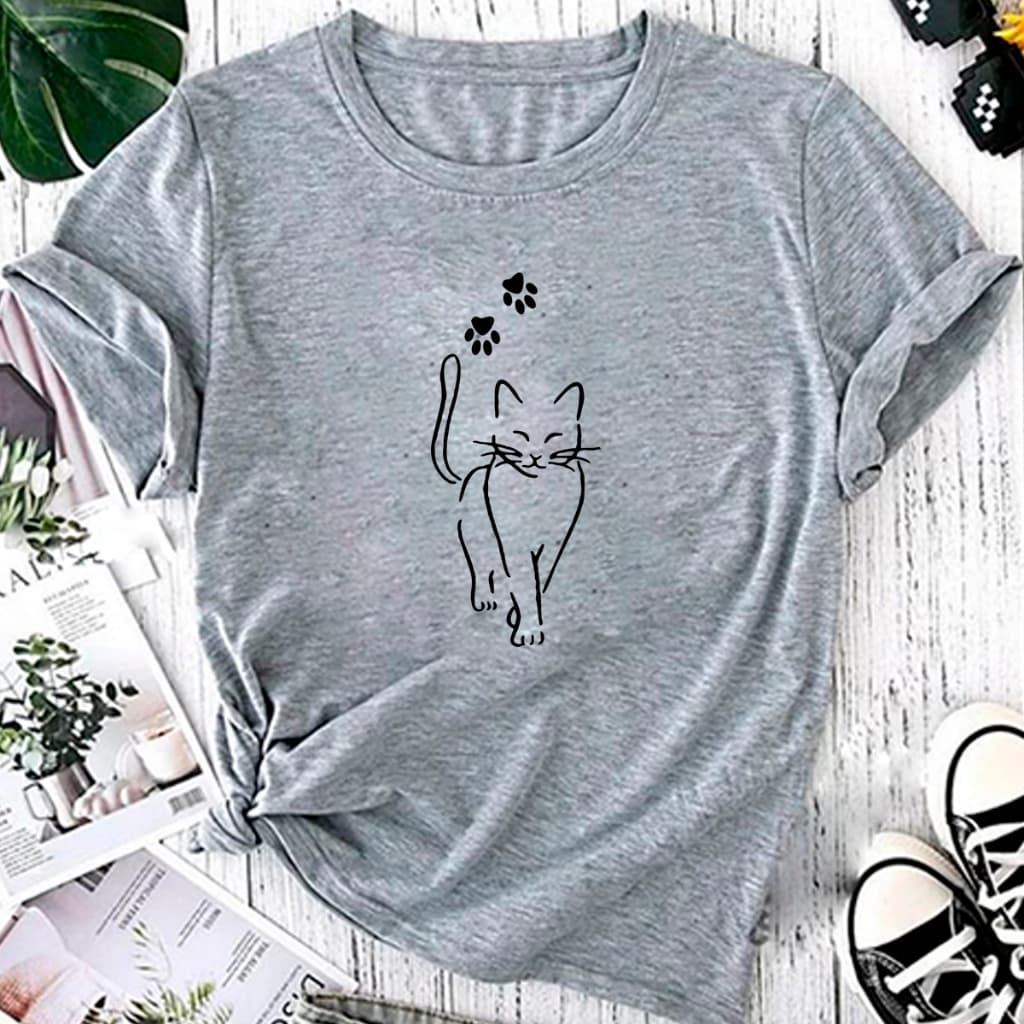 T-shirt Blusa Linda Patas Cat Pet Gato Camiseta Feminina Camisa