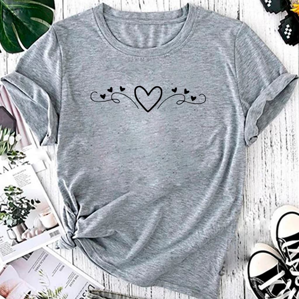 T-shirt Blusa Linda Coração Fofo Design Tumblr Camiseta Feminina Camisa