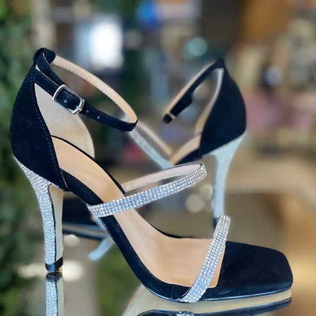 Sapato Salto Fino Strass Bordado Moda Feminina Lançamento Festas
