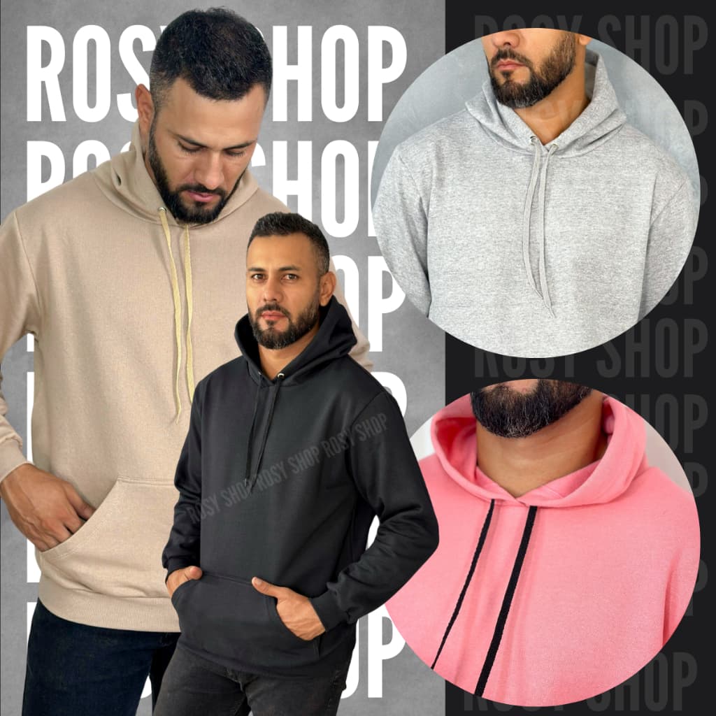 Moletom Masculino Com Capuz Liso Blusa Frio Casaco Sem Estampa Flanelado
