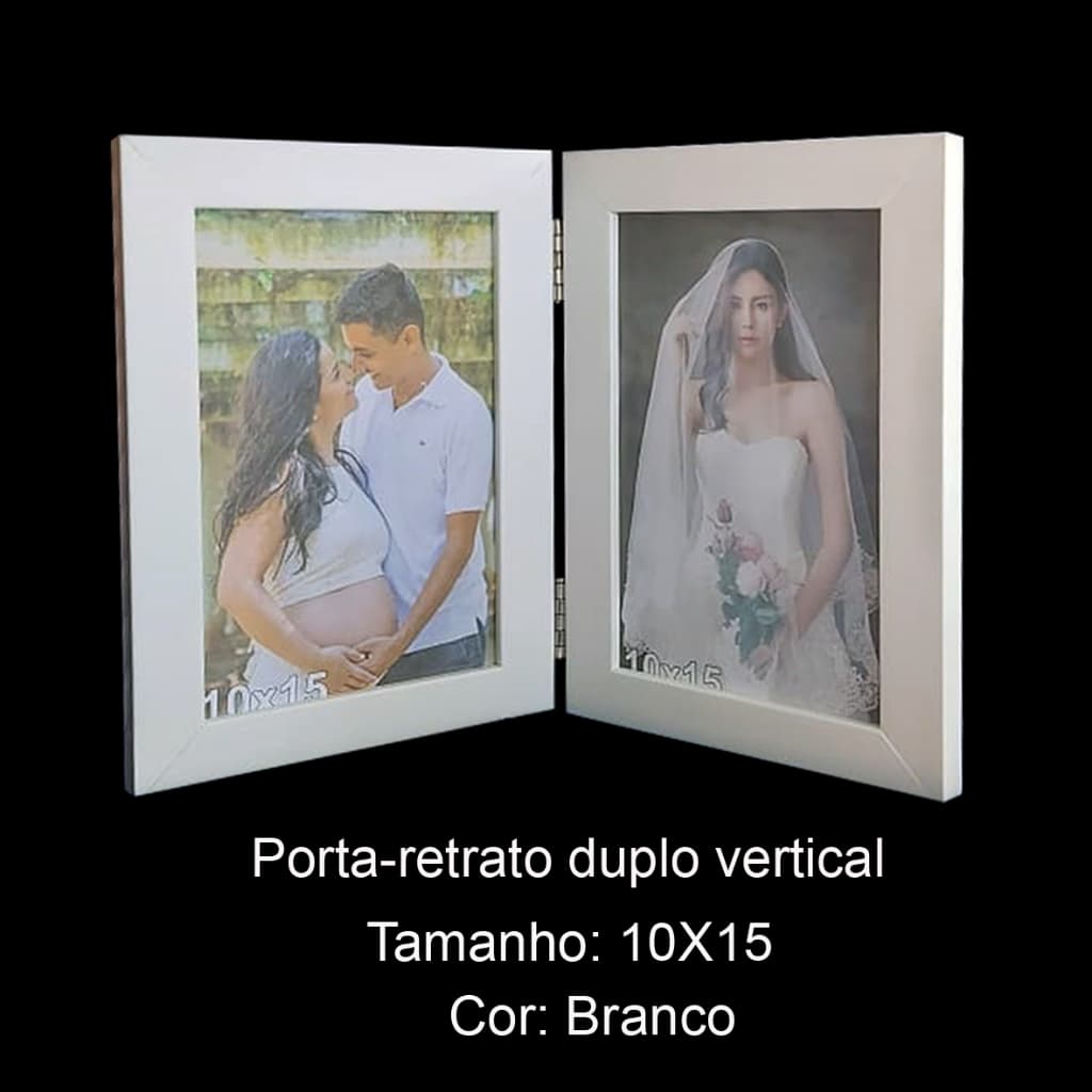Porta Retrato 10x15 duplo com dobradiça - com vidro