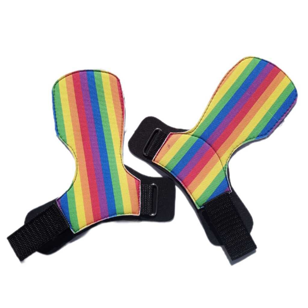 Luva Hand Grip 100% Couro sem furo com Neoprene para Crossfit e Academia Arco-iris