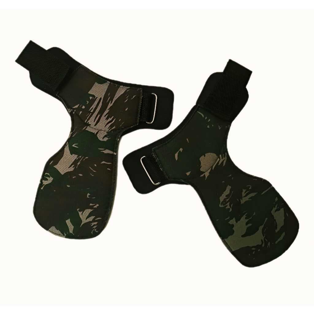 Luva Hand Grip 100% Couro sem furo com Neoprene para Crossfit e Academia Militar Verde