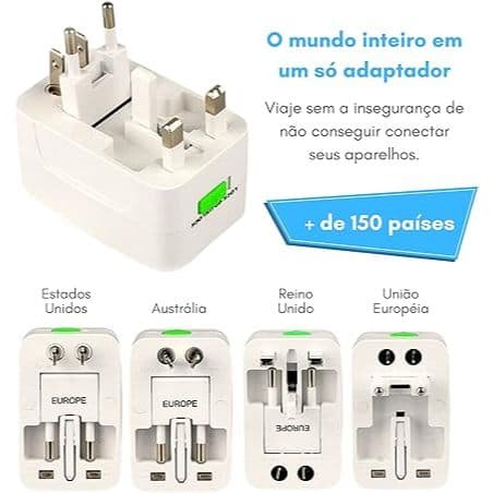 Tomada Universal  Padrao Internacional, Mais de 150 Paises, Para Viagem, Bivolt, EUA, UK, JP, AU, EU