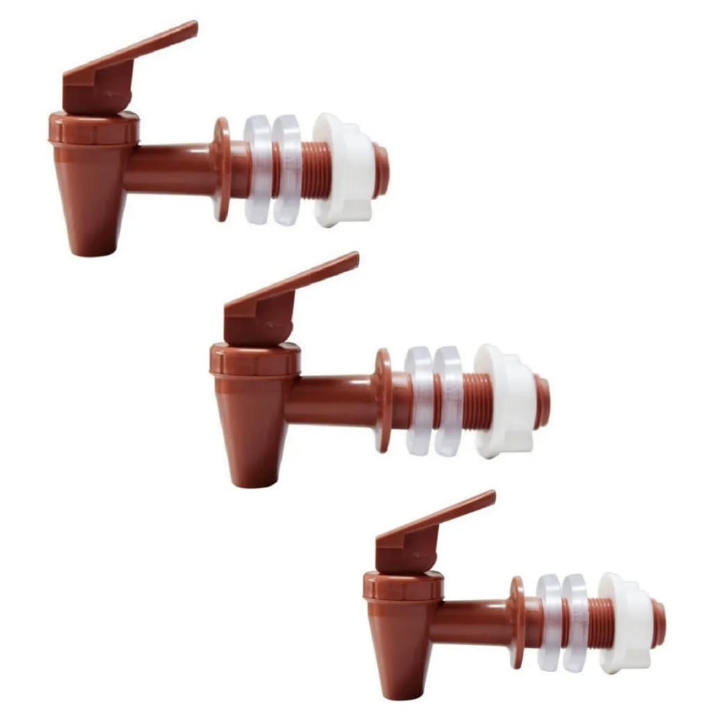 Kit 3 Torneiras Marrom Longa Toque Para Filtro De Barro Bebedouro De Agua Por Gravidade